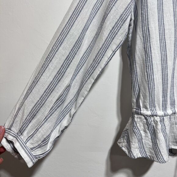 Rails Marti Cayman Stripe Blouse Lightweight Linen Button Up Tie Waist Size S - Picture 12 of 16
